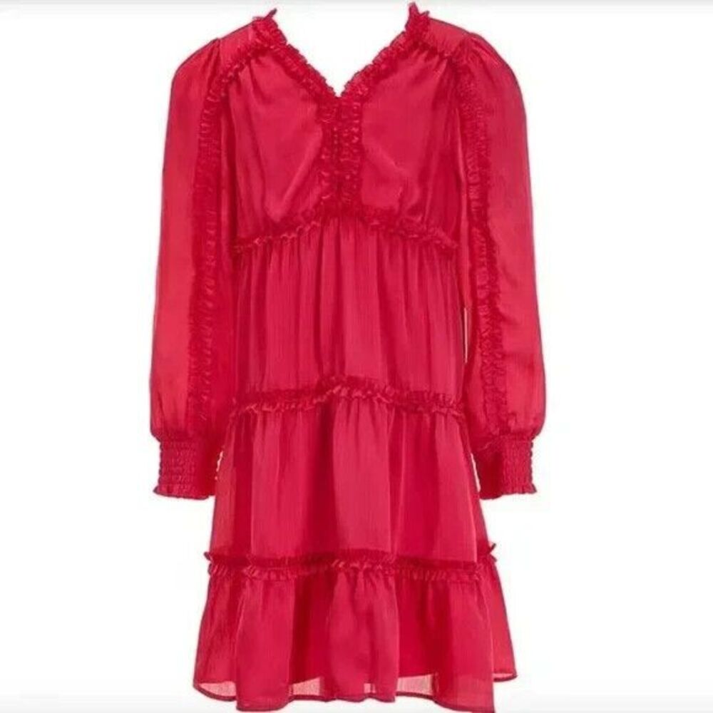 Chelsea & Violet Satin Long Balloon Sleeve Button Front Mini Dress xl